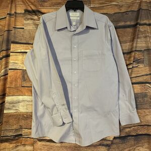 Gold Label Roundtree & Yorke Men's 16 34 Fitted Non-Iron Pinpoint Dress Shirt